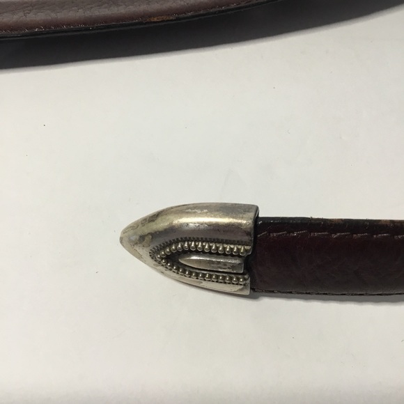 Vintage Men’s Brown Embellished Italian Leather Belt Size 40 - Picture 6 of 8